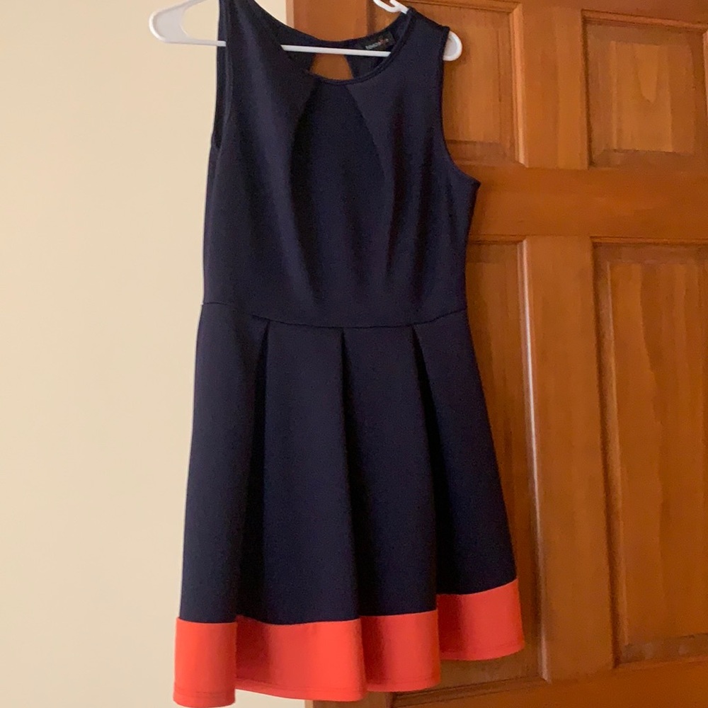 Teeze Me Navy Blue and Orange Dress